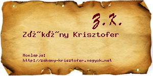 Zákány Krisztofer névjegykártya